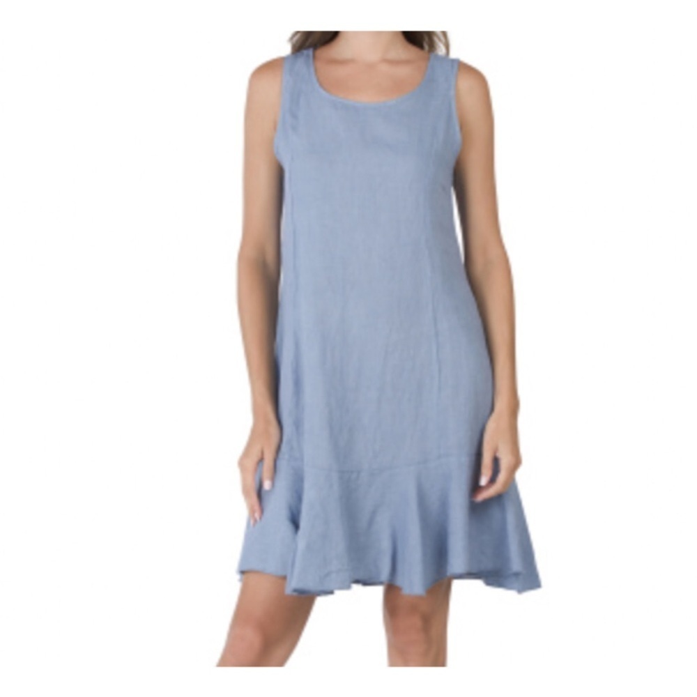 Terzo Millennio sleeveless linen dress Country Blue Size XS New with tag